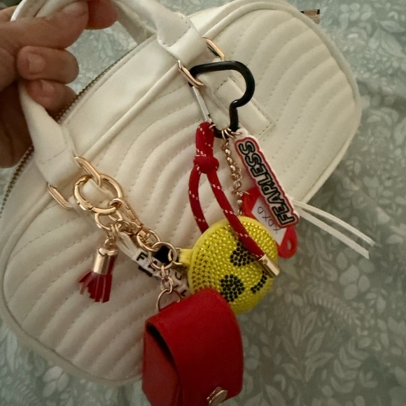 Aldo White Quilted Bag with Red and Yellow Accents - Picture 2 of 3